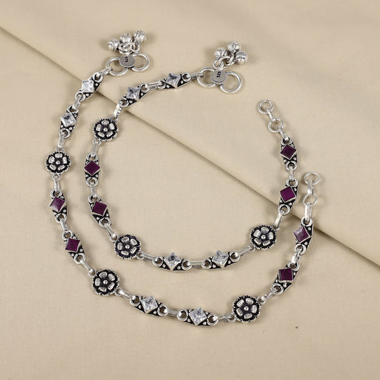Charvi Silver Anklets
