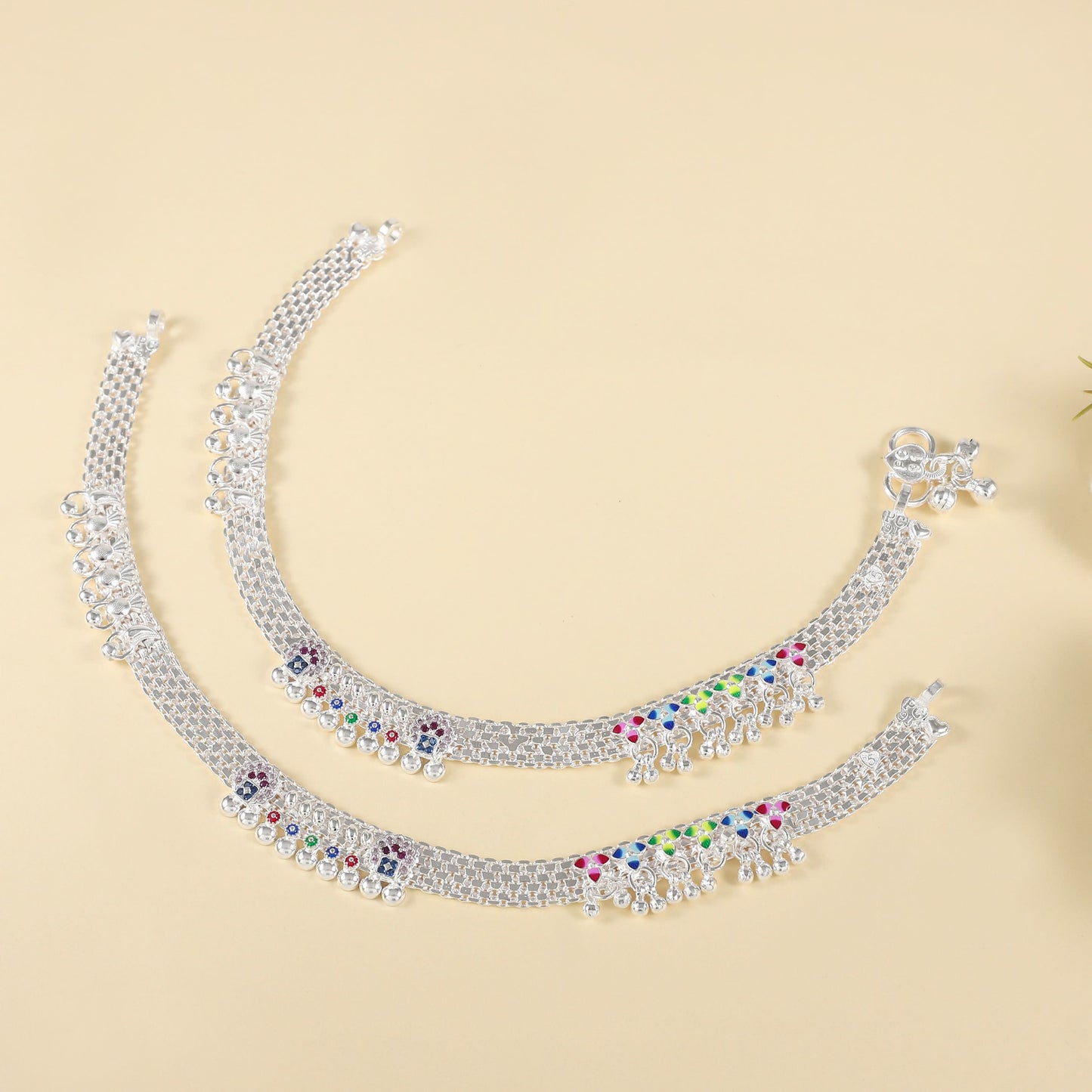 Jivika Silver Anklets