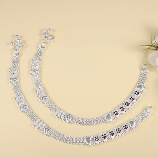 Eesha Silver Anklets