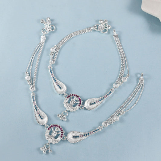 Akshara Silver Anklets