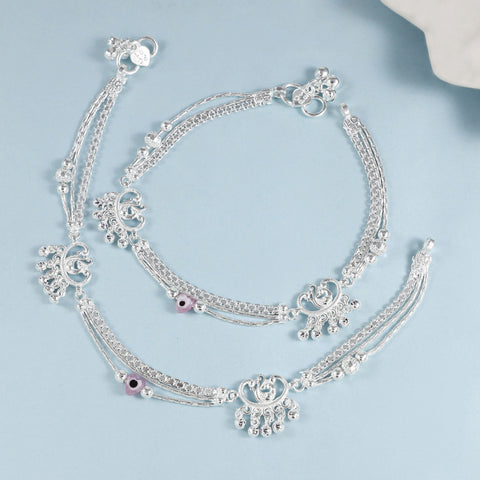 Zoya Lightweight Festive Silver Anklets