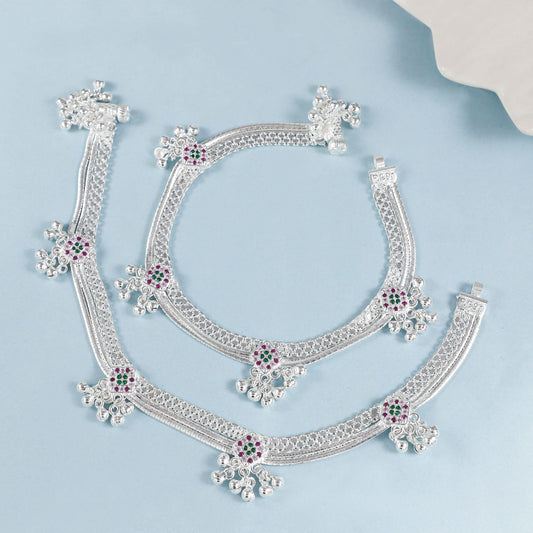 Eesha Silver Anklets