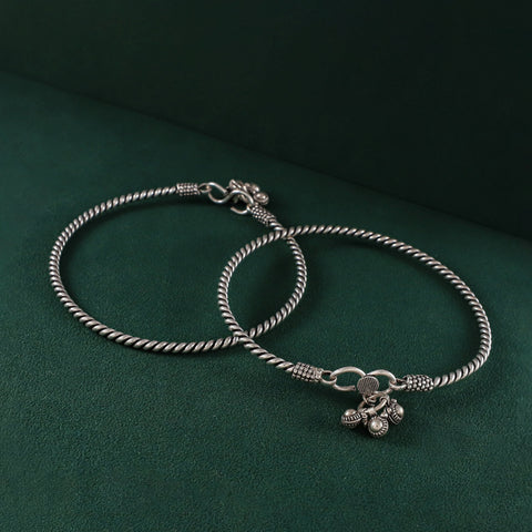 Antique Twist Silver Kada Anklets