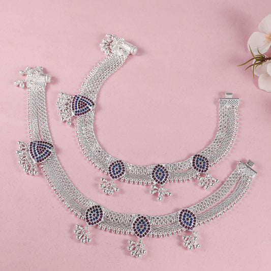 Rubina  Silver Anklets