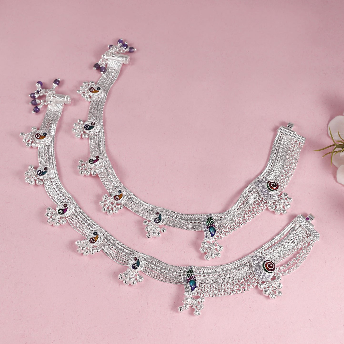 Aarushi Silver Anklets