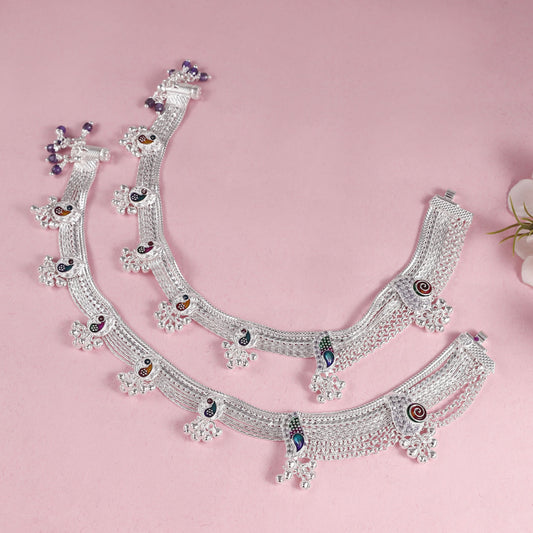 Aarushi Silver Anklets