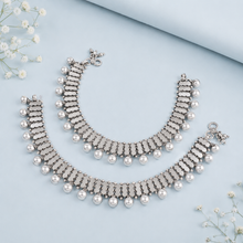 Antique Ball Drop Silver Anklets