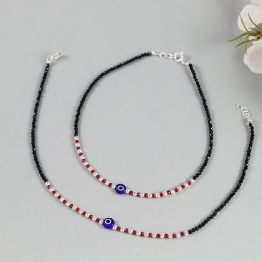 Seema Protective Evil Eye Anklets, Elegant Design Silver Anklets Silver Anklets