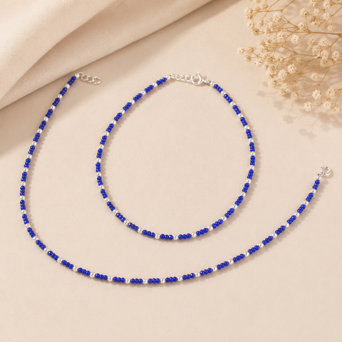 Aurora Elegant Blue Accents Silver Anklets