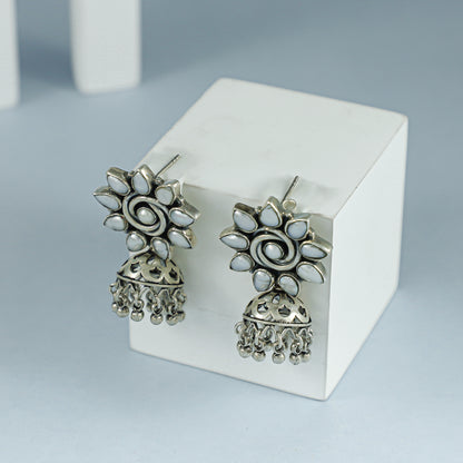 Reema Pearl Floral Silver Earrings