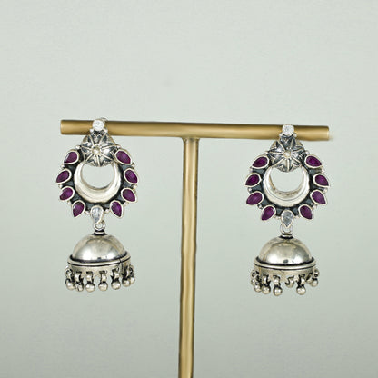 Aarushi Purple Floral Silver Earrings