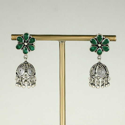 Darcy Green Floral Silver Earrings