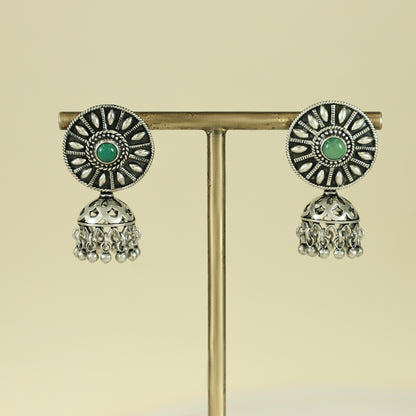 Moksha Green Vortex Silver Earrings