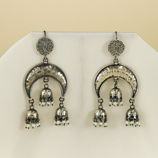Aadhira Chandbali with Multiple Silver Earrings