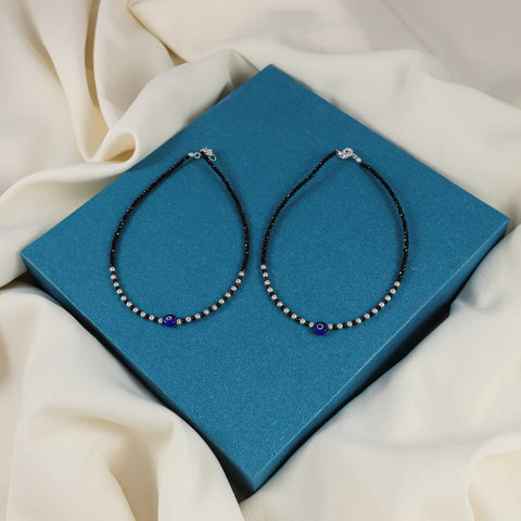 Vanya Elegant Evil Eye Silver Anklets