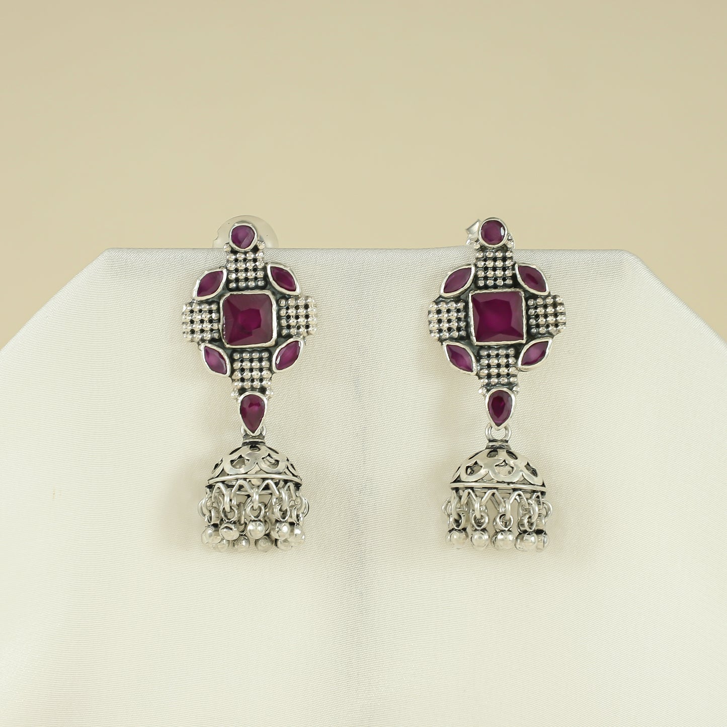 Vironica Purple Geometric Silver Earrings