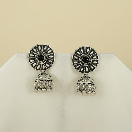 Moksha Black Vortex Silver Earrings