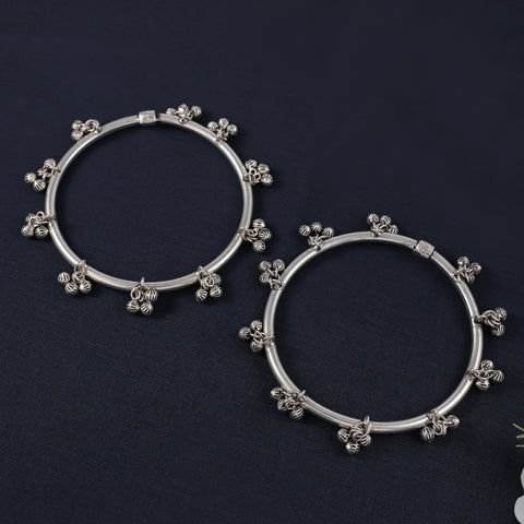 Plain Ghungroo Silver Anklets Kada