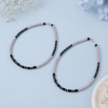 Lakshi Two Color Bead Silver Anklets