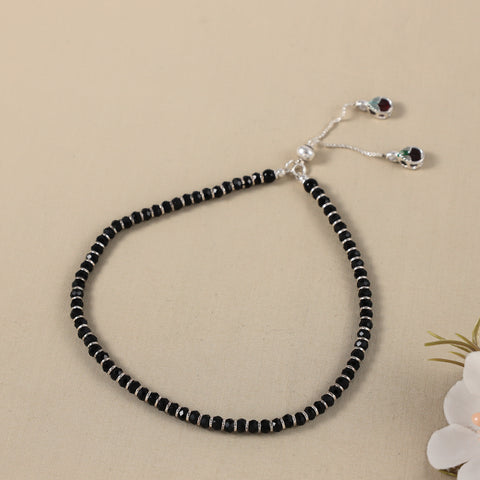 Sanshi  Premium Black Silver Anklets