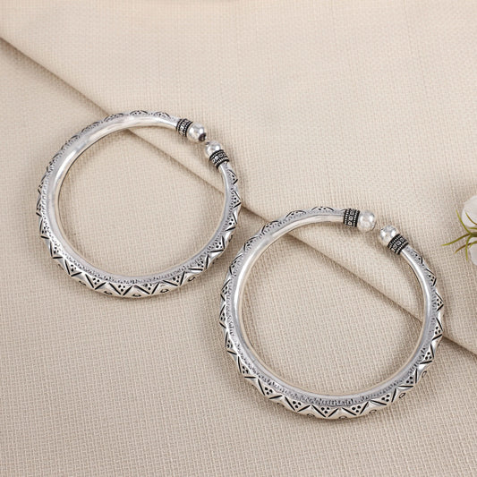 Anisha Antique Silver Kada Anklets