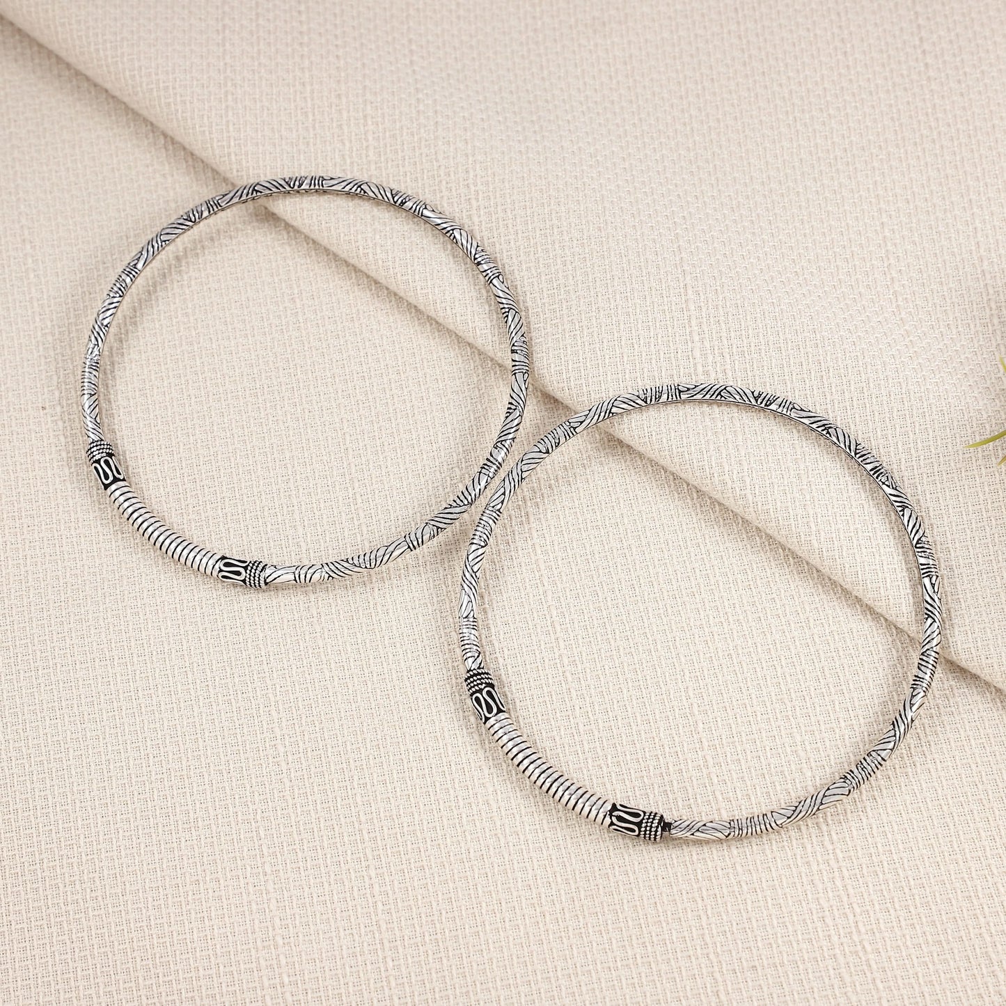 Vrinda Silver Kada Anklets
