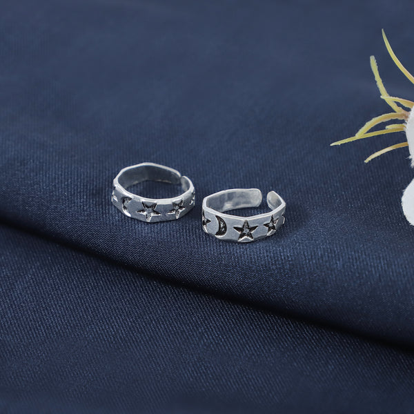 Manya Moon & Star Silver Toe Rings