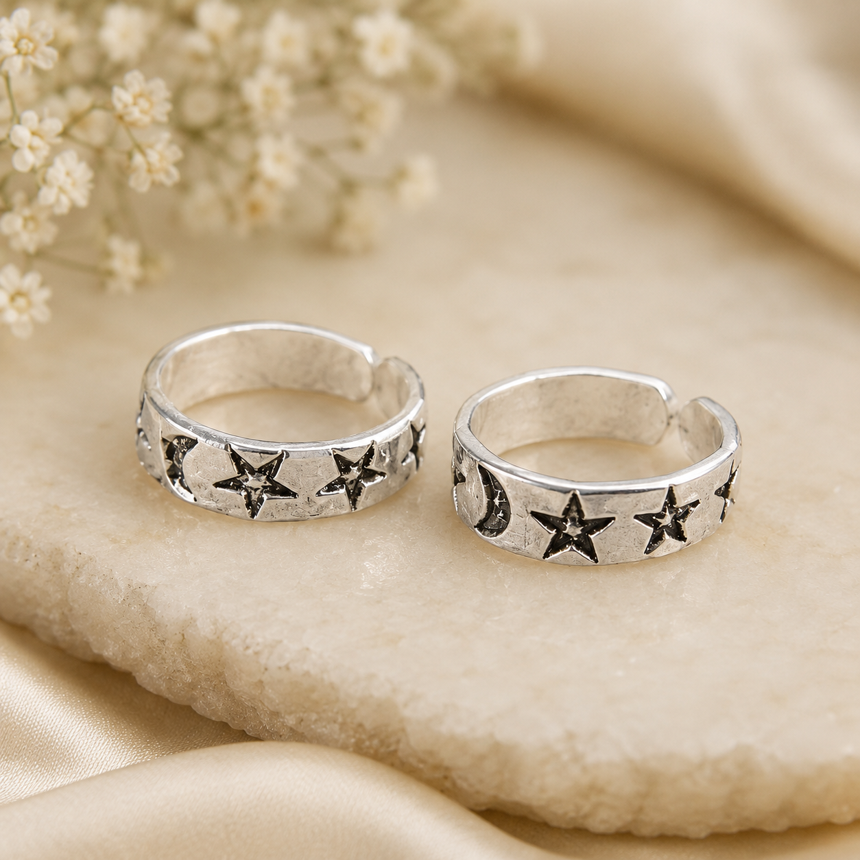Galaxy Shine Silver Toe Rings