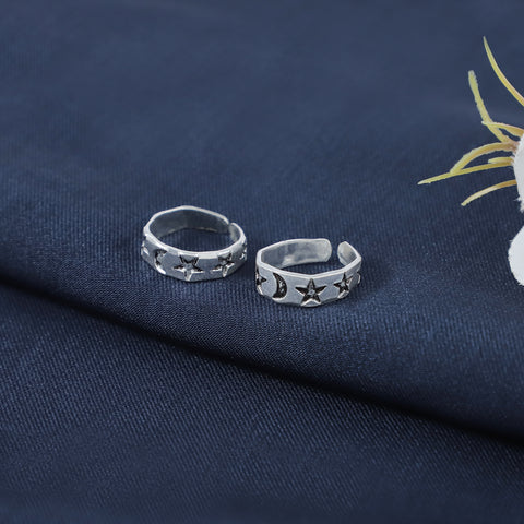 Manya Moon & Star Silver Toe Rings
