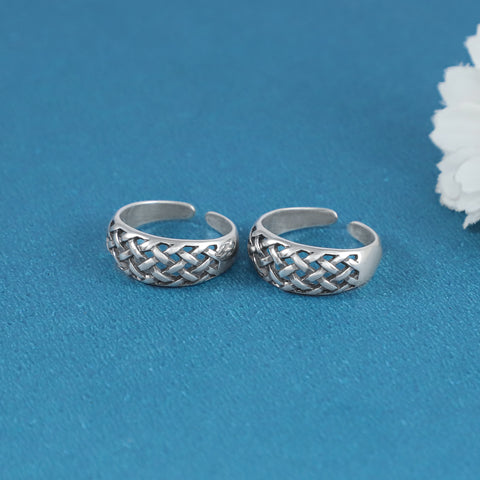 Kritika Mesh Weave Silver Toe Rings