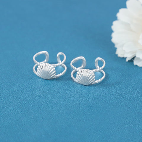Rupal Shell Themed Silver Toe Rings