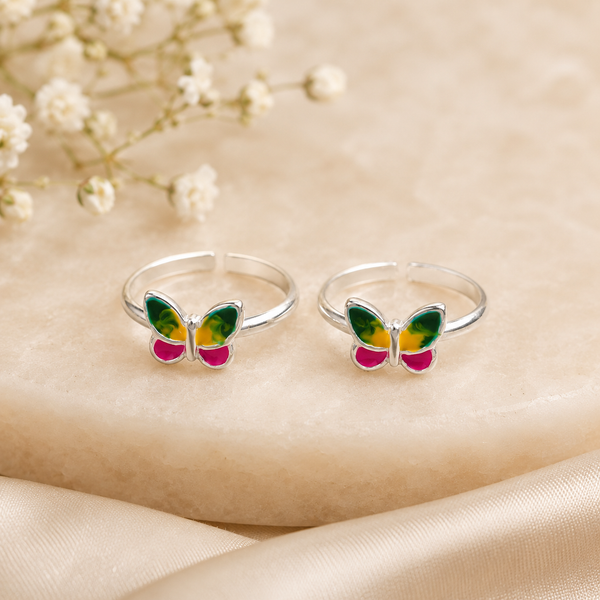 Butterfly Bloom Silver Toe Rings