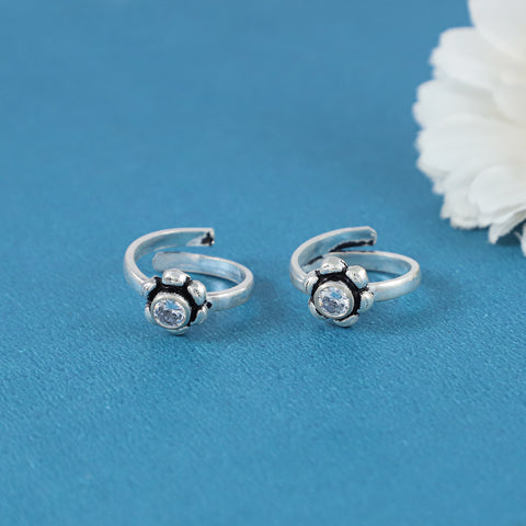 Zeba Shining Petal Silver Toe Rings