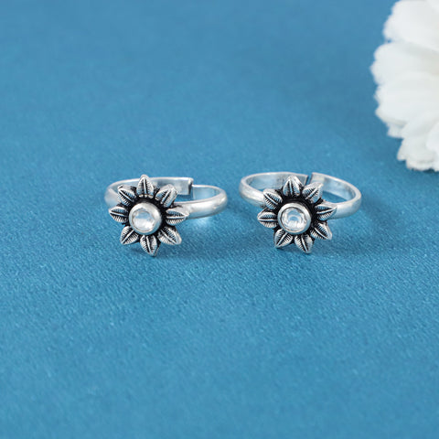 Anjali Sunshine Bloom Silver Toe Rings