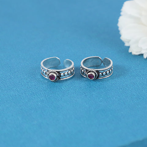 Bipasha Dotted Pattern Silver Toe Rings