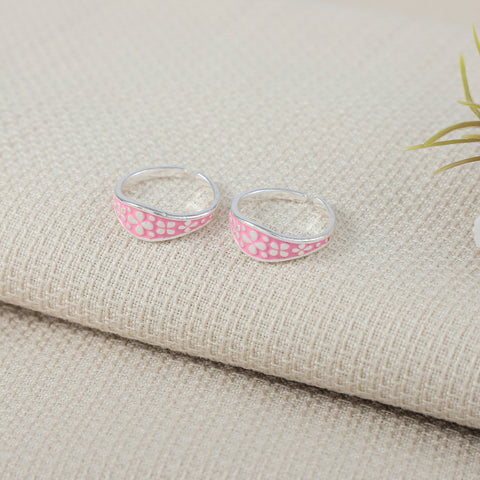 Teena Pink Blossom Silver  Toe Rings