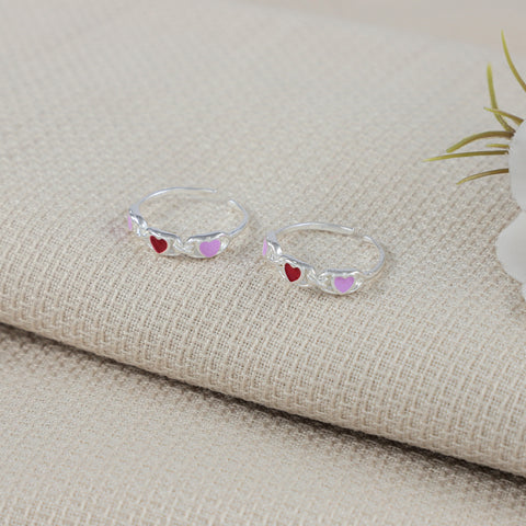 Reema Twin Heart Silver Toe Rings