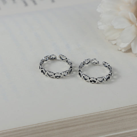 Pihu Heart Chain Silver Toe Rings