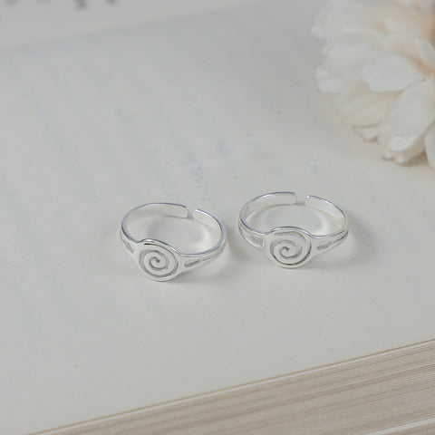 Sia Spiral Swirl Silver Toe Rings
