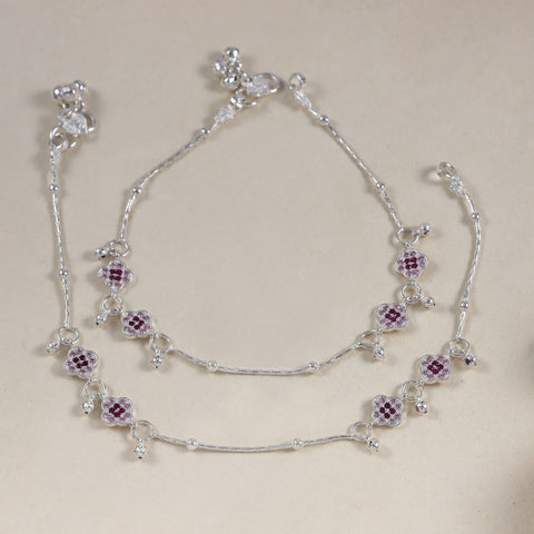 Vedika Silver Anklets