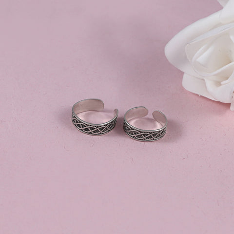 Zavika Cross Weave Silver Toe Rings