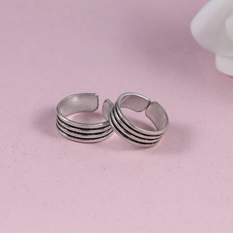 Multi Line Silver Toe Rings