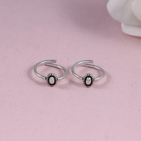 Reet Graceful Oval Statement Silver Toe Rings