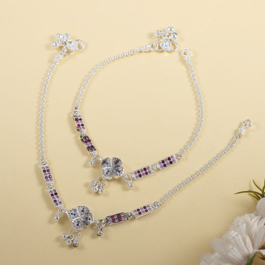 Kavya Traditional Festive Wear Silver Anklets