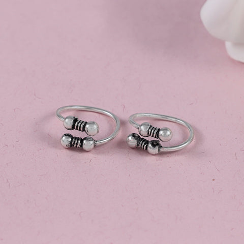 Ziya Minimal Dual Beads Silver Toe Rings