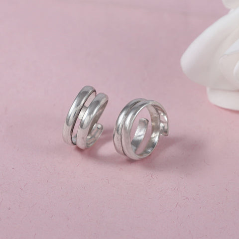Vanya Sleek Dual Bands Silver Toe Rings