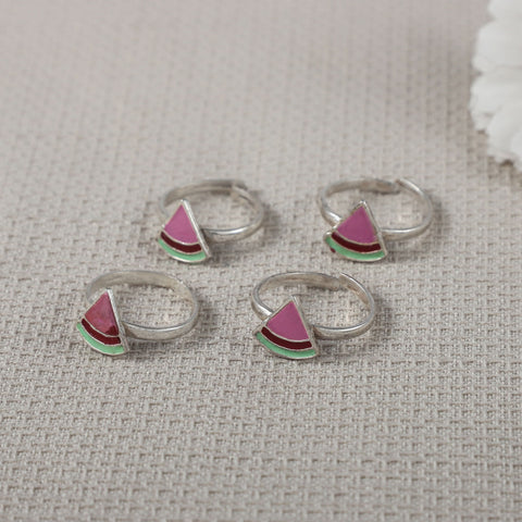 Anikta Colorful Slice Silver Toe Rings