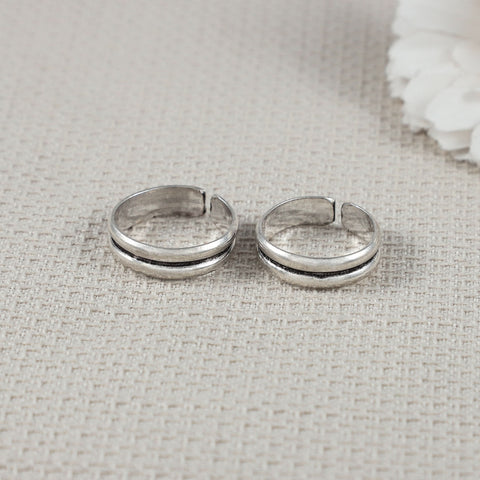 Mishka Minimal Twin Band Silver Toe Rings