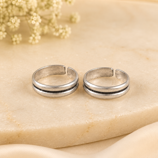 Mishka Minimal Twin Band Silver Toe Rings