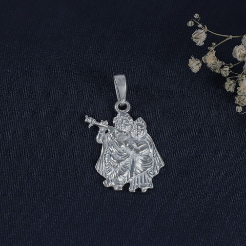 Blessing Radha Krishna  Silver Pendant